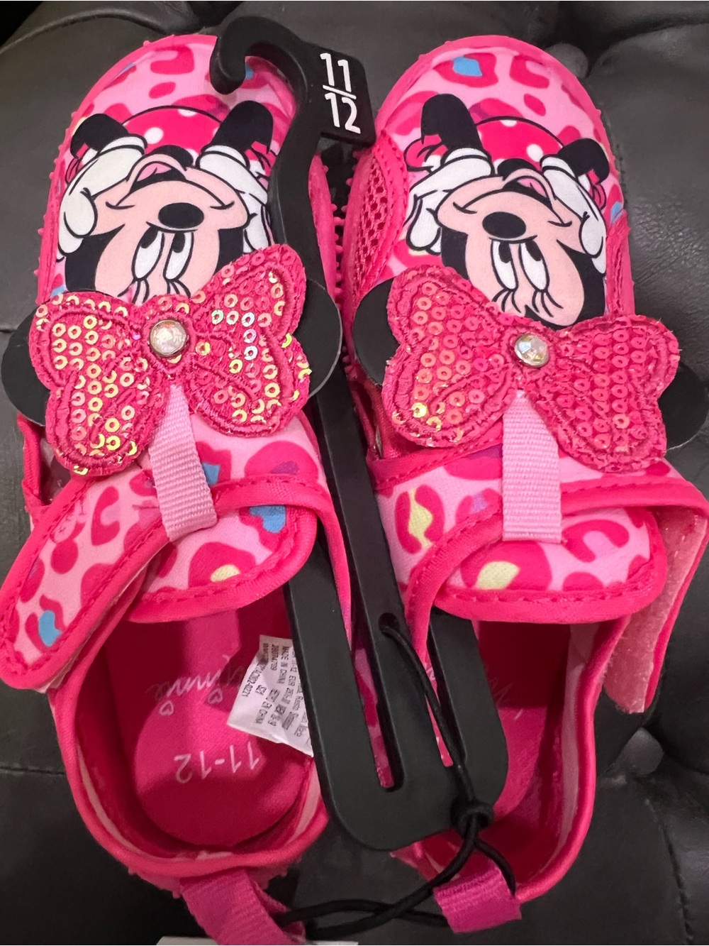 BRAND NEW Disney Minnie Mouse Pink Sequin Bow Kids Water Shoes Toddler 11/12